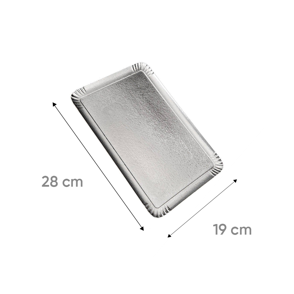 Plateau traiteur en carton argent 19x28 cm